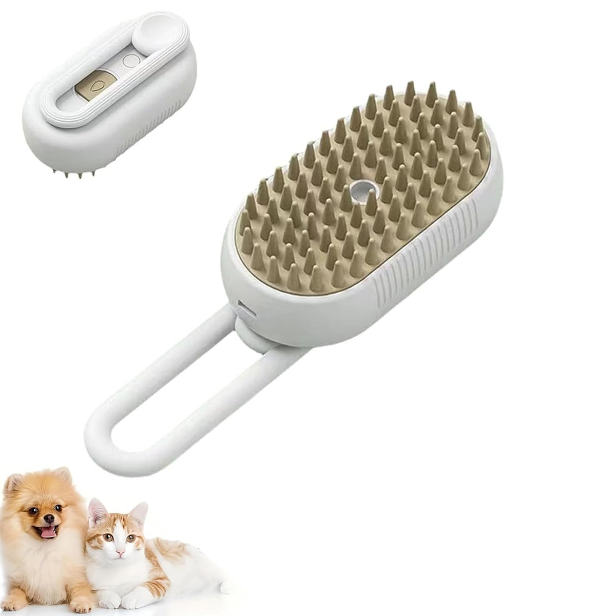 Escova a Vapor 3 em 1 com Cabo Dobrável para Gatos