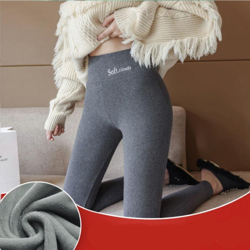 Legging de Cintura Alta Grossa com Forro de Veludo Slim Feminina