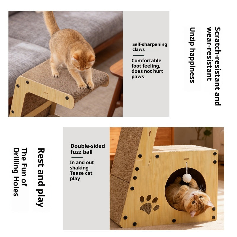 Arranhador Multifuncional de Papelão Ondulado para Gatos