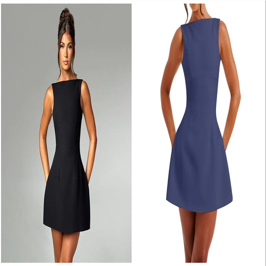 Vestido Curto Slim Sem Costas e Sem Mangas - Verão