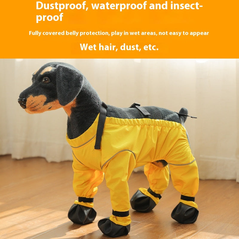 Macacão Anti-sujeira com Protetor de Patas para Passeio de Cães