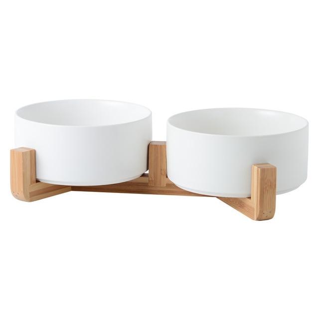 Comedouro Duplo de Cerâmica para Gatos e Cães