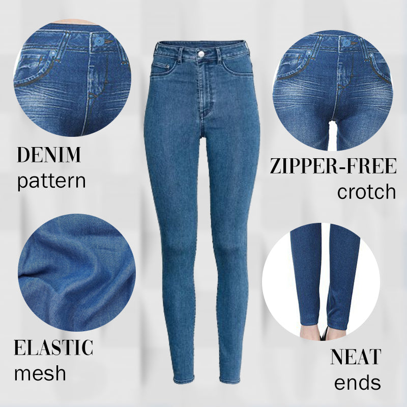 Calça Jeans Skinny Slim Elástica de Cintura Alta com Bolsos Falsos Básica