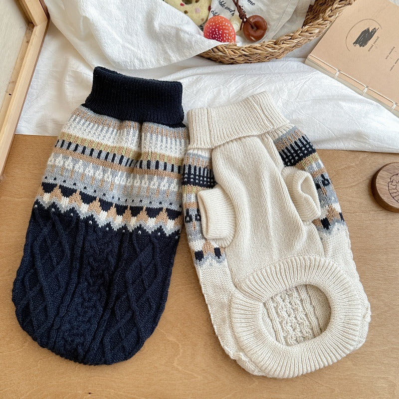 Suéter Macio Estilo Fair Isle Azul para Cães e Gatos