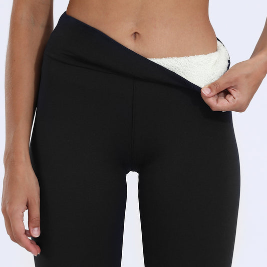 Legging Feminina Térmica de Inverno, Grossa e Muito Elástica, com Forro de Lã de Cordeiro, Slim, Fitness