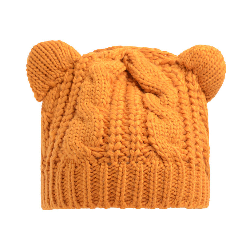 Gorro de Tricô 3D com Orelhas de Gato Artesanal - Inverno