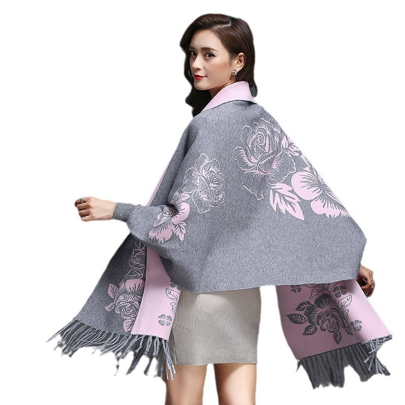 Cardigã de Tricô Longo Solto com Franjas Grosso Estilo Cashmere