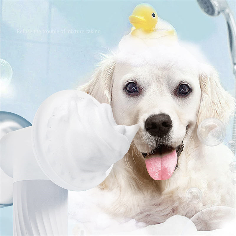 Escova de Banho Elétrica com Dispenser de Shampoo e Espuma Automática para Cães e Gatos