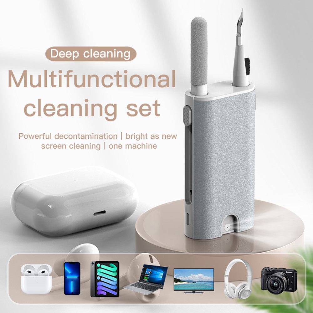 Kit 5 em 1 de Limpeza para Telas, Câmeras, Celulares, Tablets, Notebooks e Fones, com Escova e Caneta, para Escritório