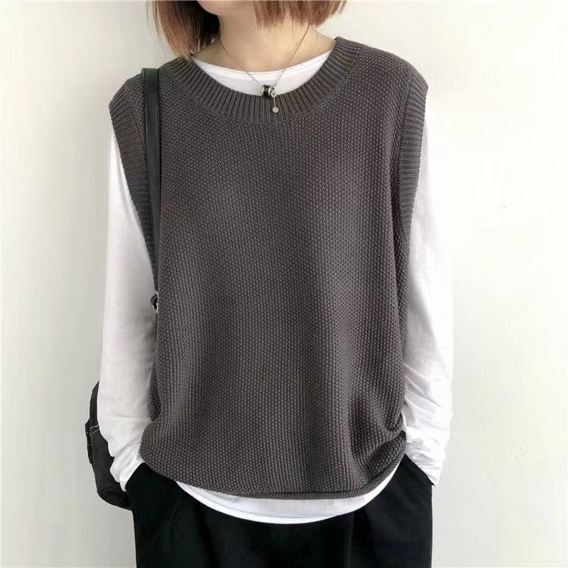 Colete Sem Mangas Liso com Gola Redonda Feminino