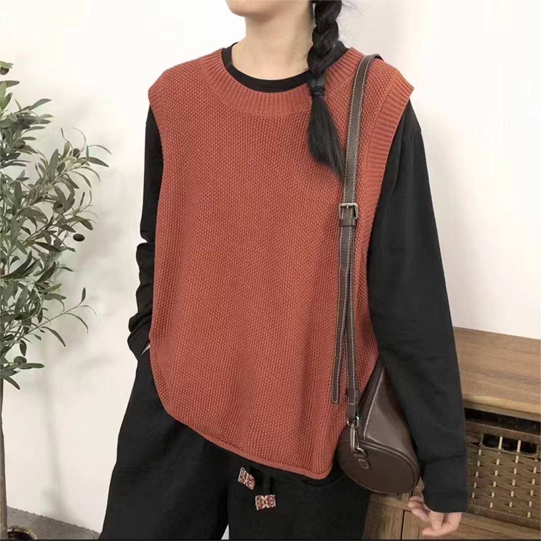 Colete Sem Mangas Liso com Gola Redonda Feminino