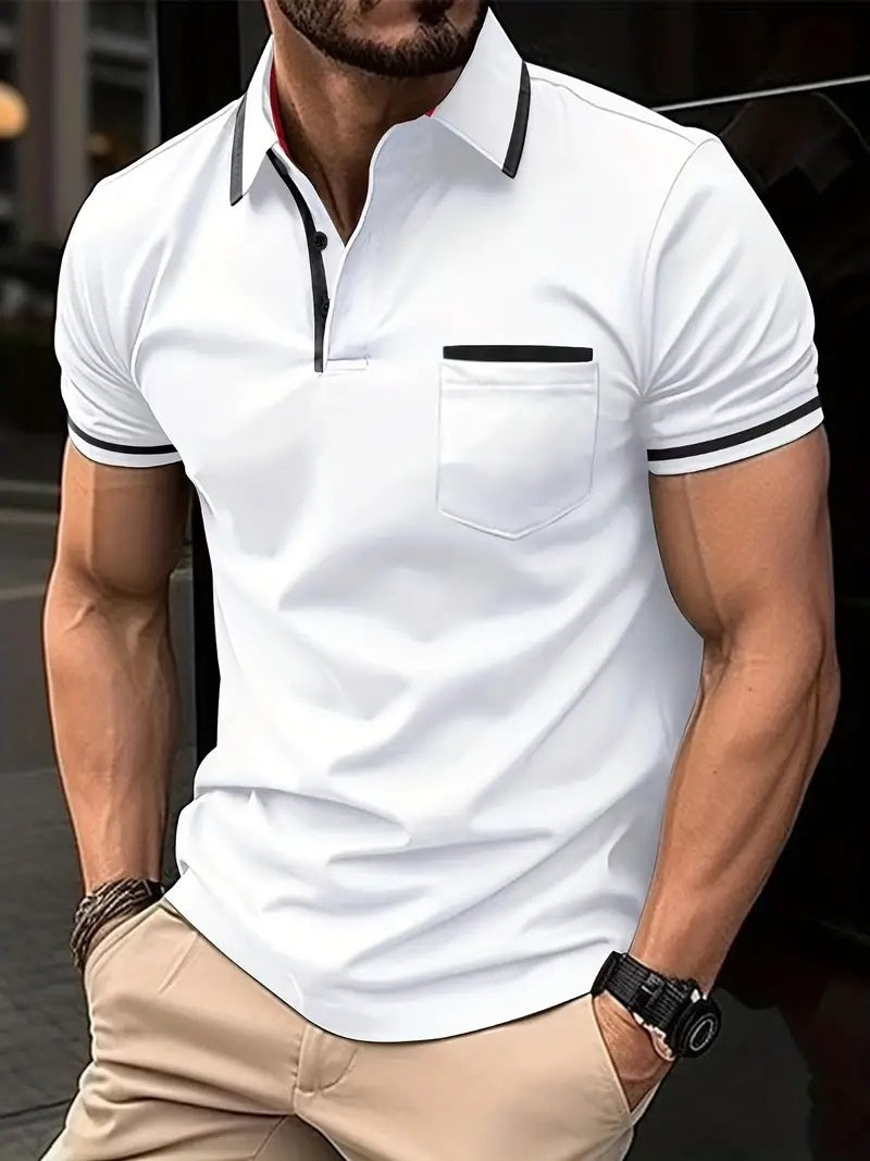 Camisa Polo Esportiva com Bolso e Botões Masculina - Verão