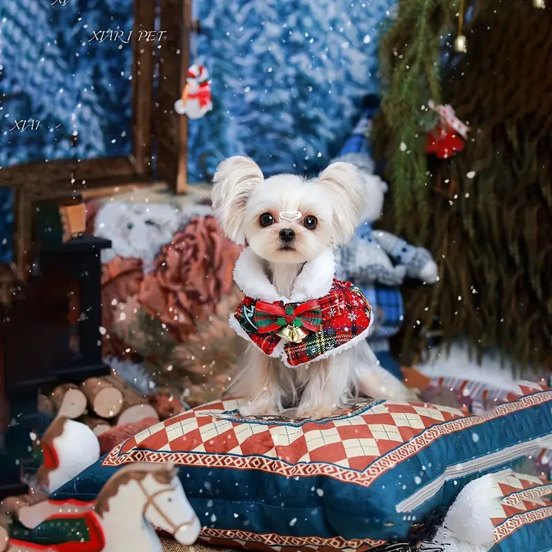 Capa e Cachecol de Natal Quentinho para Gatos e Cães