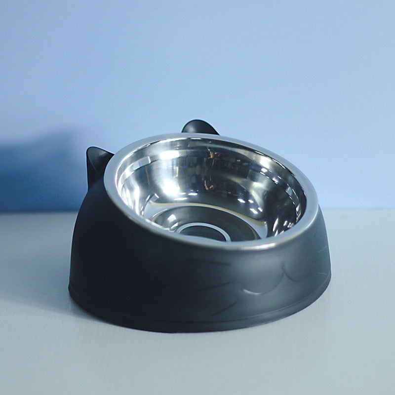 Comedouro Duplo de Aço Inoxidável Inclinado com Proteção Cervical para Pets