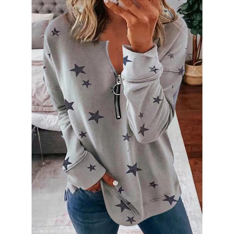 Moletom de Manga Longa com Estampa de Estrelas Feminino