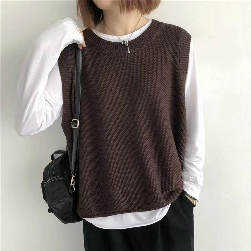 Colete Sem Mangas Liso com Gola Redonda Feminino
