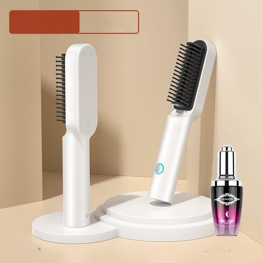 Escova Secadora de Ar Quente USB Portátil Recarregável 2 em 1, Mini Modelador e Alisador de Cabelo