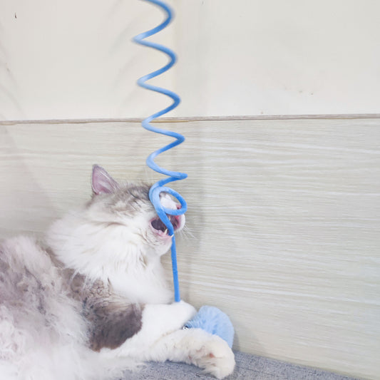 Brinquedo para Gatos com Ventosa e Mola de Pelo de Coelho