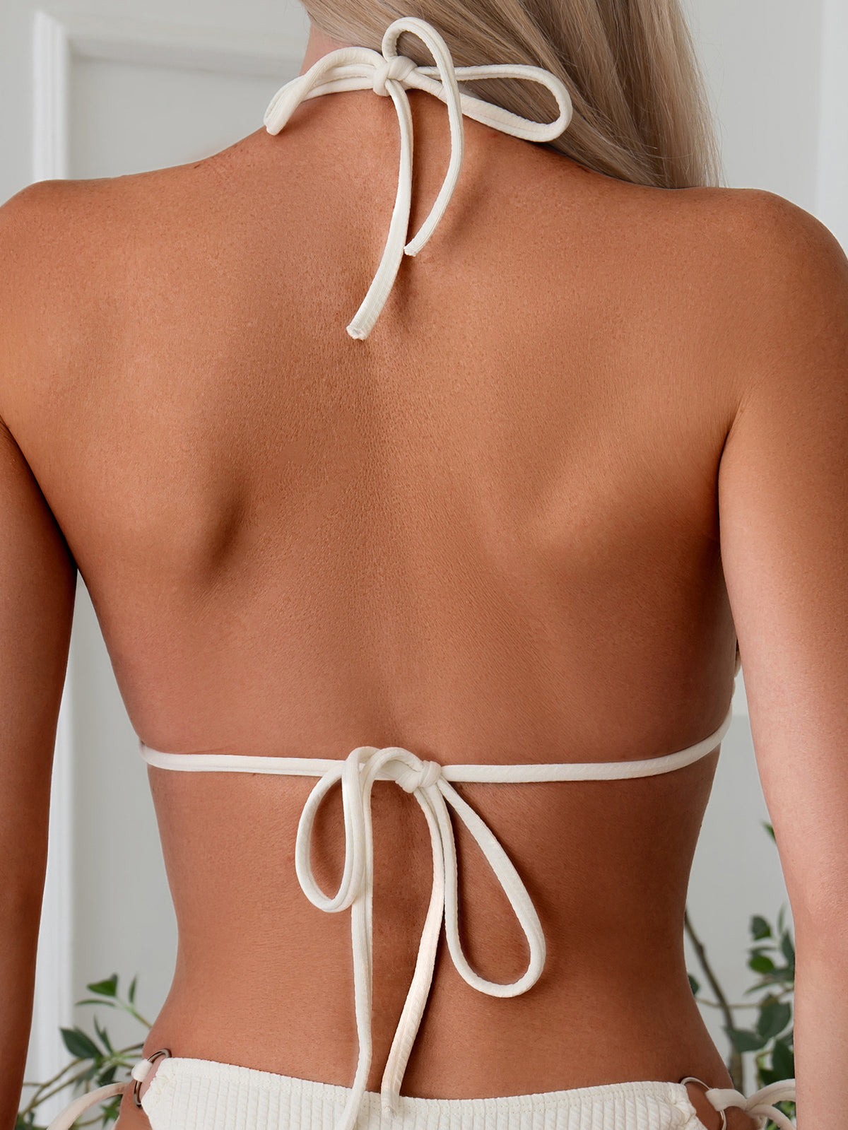 Conjunto de Biquíni Sexy com Amarração Lateral Estilo Fio-dental - Verão