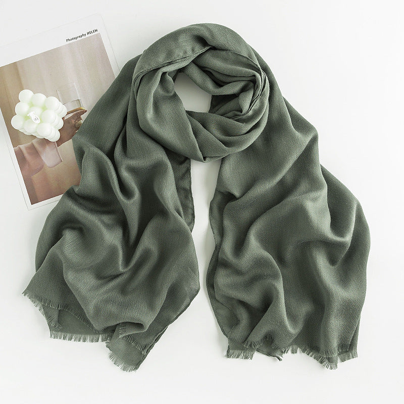 Cachecol Estilo Cashmere em Espinha de Peixe com Franjas Feminino