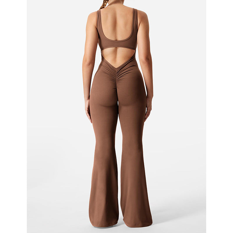 Macacão Slim Modelador de Glúteos Sexy com Costas Abertas para Exercícios e Yoga