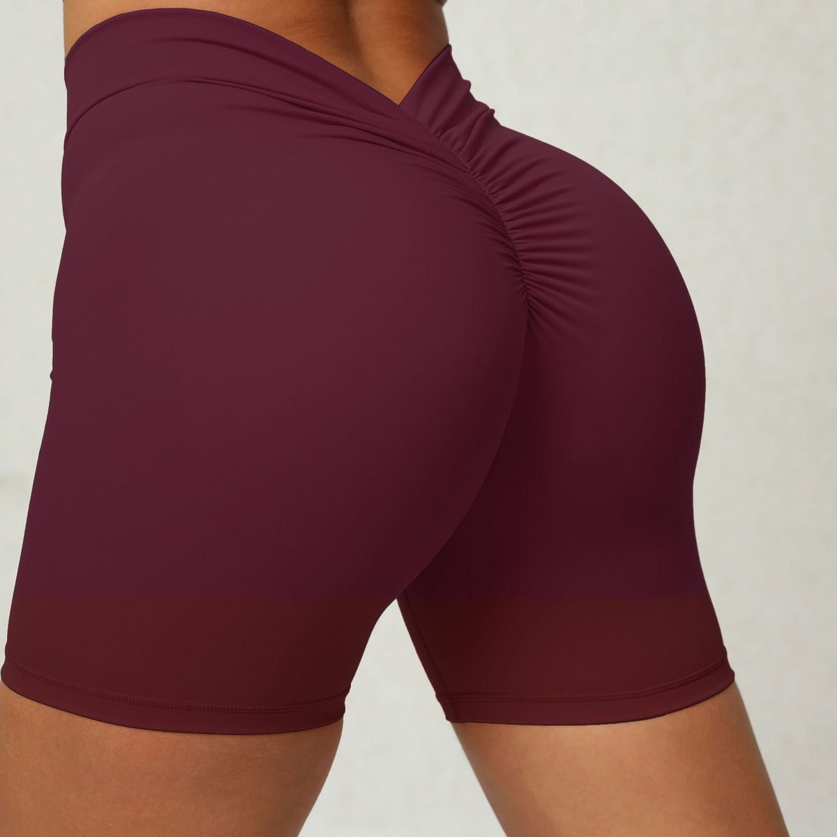 Short de Yoga Justo com Costas em V e Franzido
