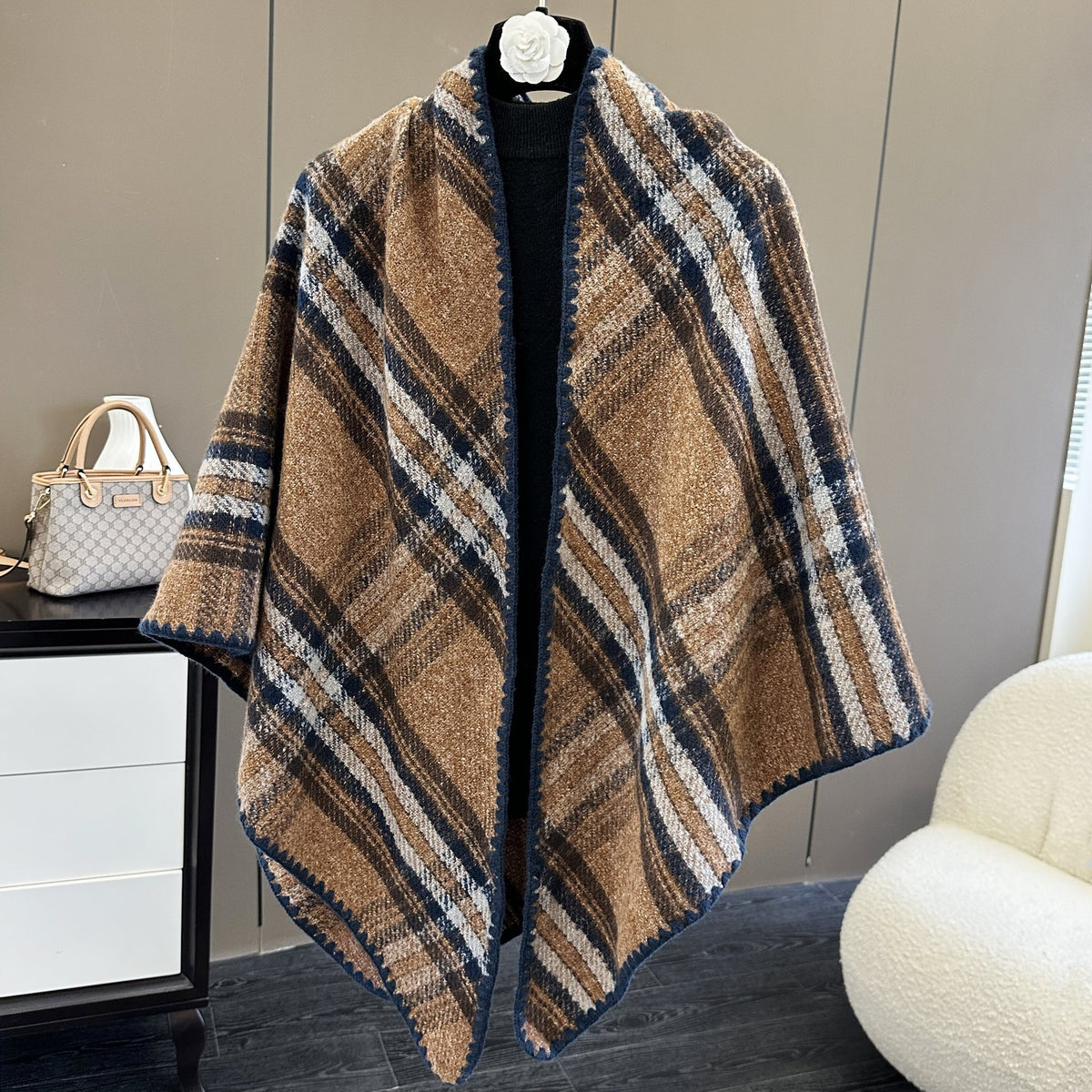 Cachecol de Outono e Inverno com Estilo Sofisticado para Uso ao Ar Livre