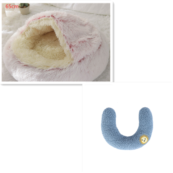 Cama Redonda de Pelúcia para Cães e Gatos - Casinha Quente de Inverno