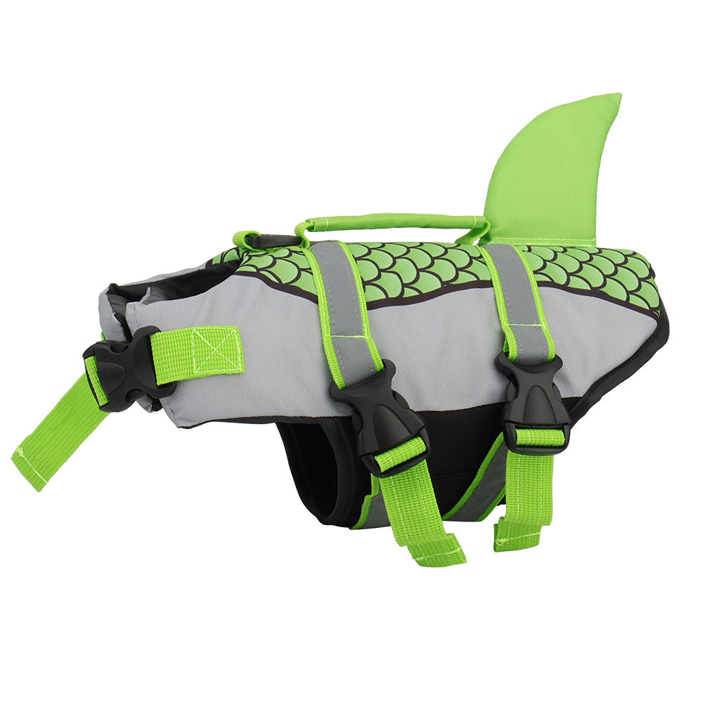 Colete Salva-vidas com Peitoral e Coleira para Cães - Escamas de Tubarão