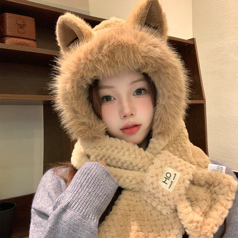 Gorro Felpudo com Orelhas de Raposa - Outono e Inverno