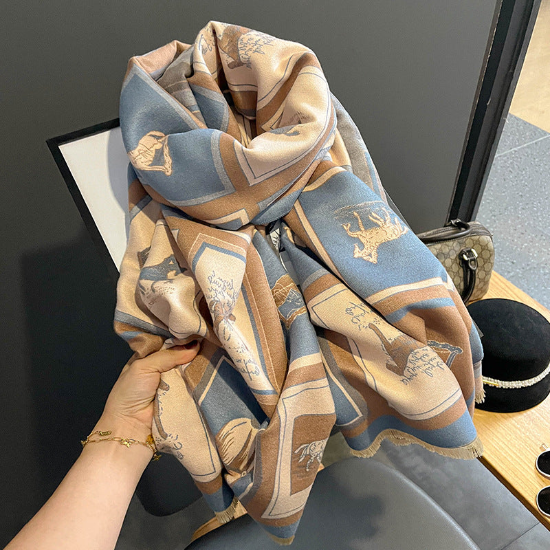 Cachecol Xale Estilo Cashmere de Uso Duplo - Ar-condicionado