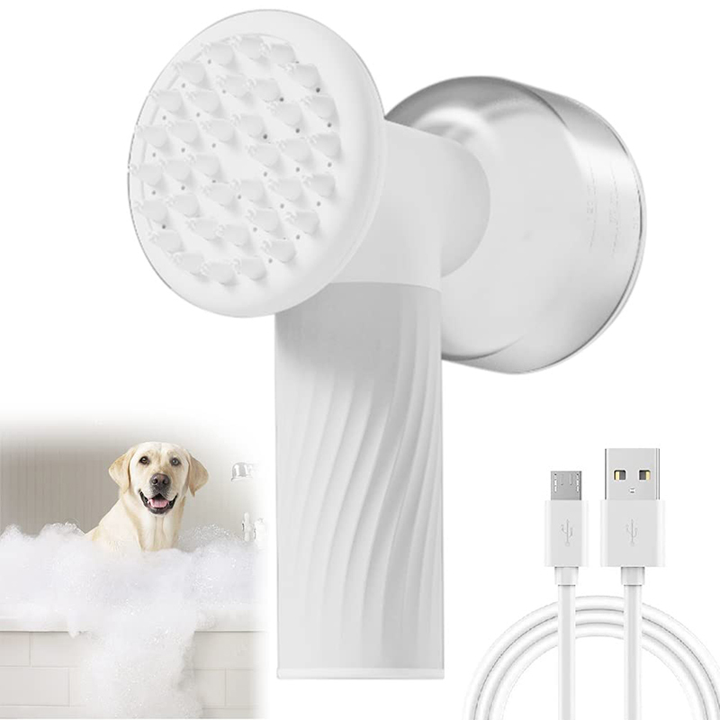 Escova de Banho Elétrica com Dispenser de Shampoo e Espuma Automática para Cães e Gatos