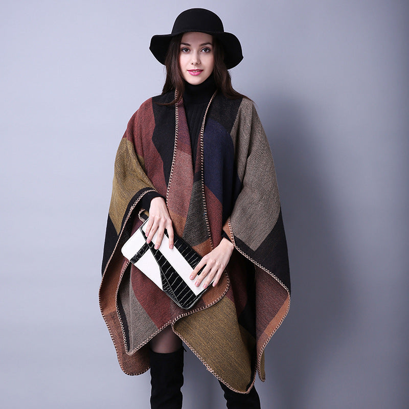 Cachecol Xadrez Versátil Feminino para Outono e Inverno