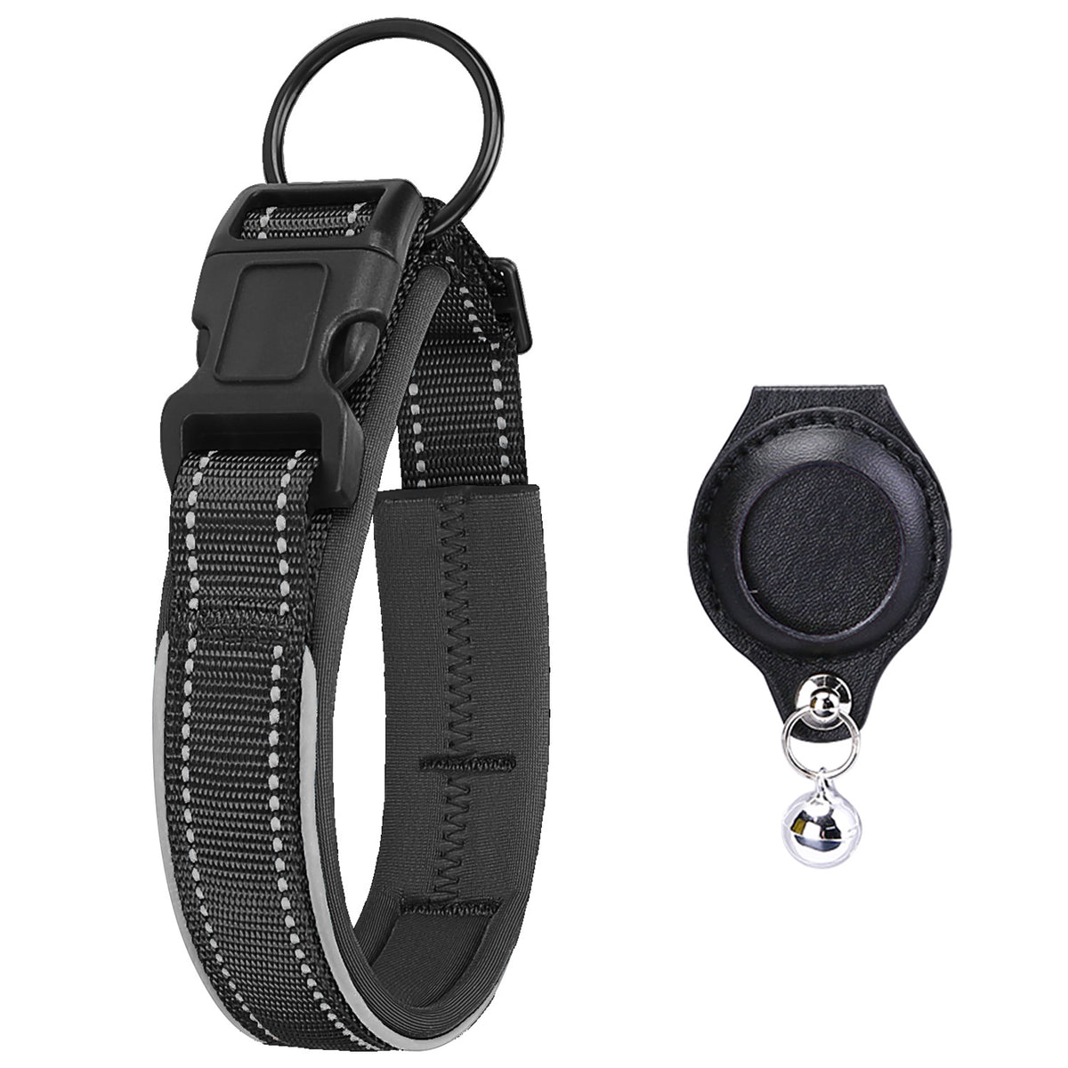 Coleira de Couro com Case Protetor para AirTag