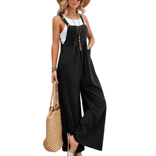 Macacão Jardineira Liso Casual Feminino