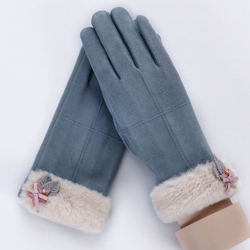 Luvas Térmicas de Camurça com Forro Duplo de Veludo Femininas - Inverno