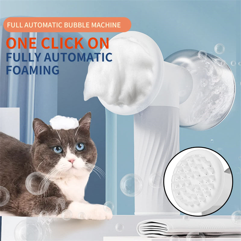 Escova de Banho Elétrica com Dispenser de Shampoo e Espuma Automática para Cães e Gatos
