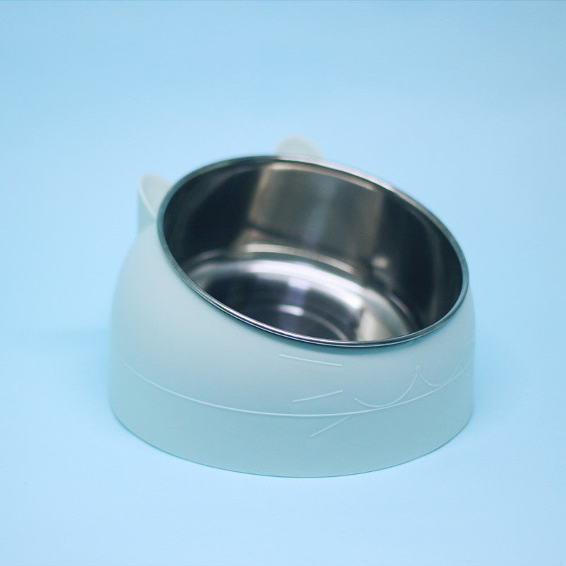 Comedouro Duplo de Aço Inoxidável Inclinado com Proteção Cervical para Pets