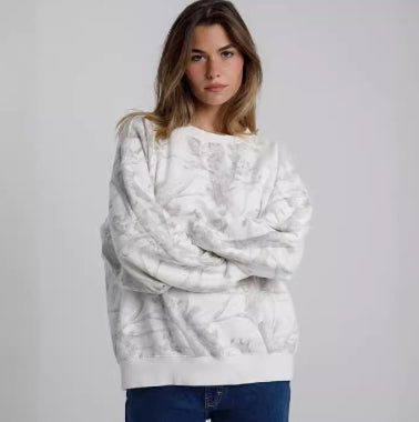 Conjunto de Duas Peças Camuflado com Moletom Estampa de Folha de Bordo - Outono e Inverno Feminino