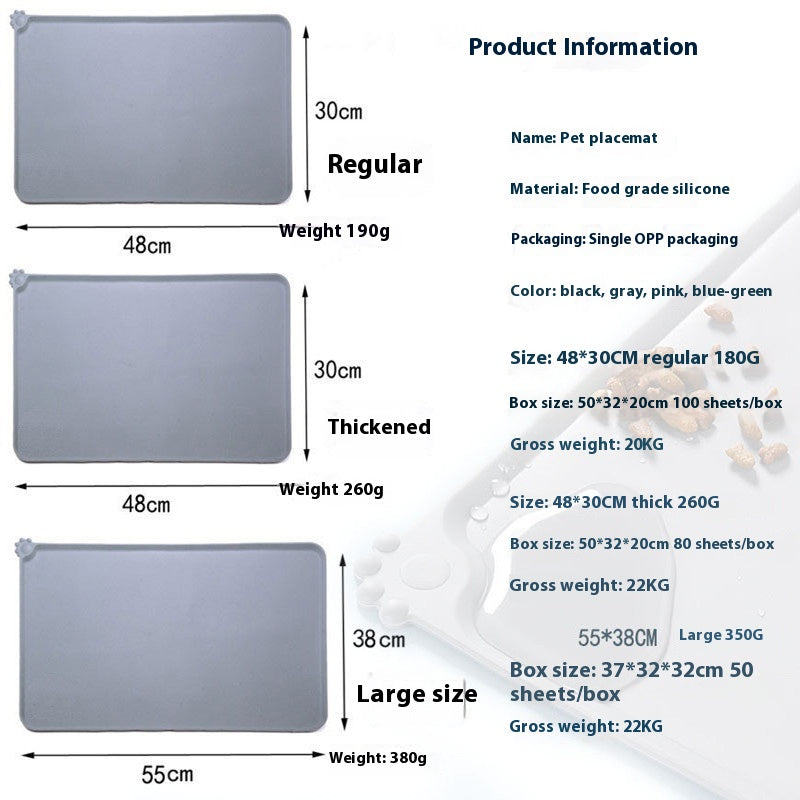 Tapete Individual de Silicone Plus Size Formato Patinha para Tigelas de Pets