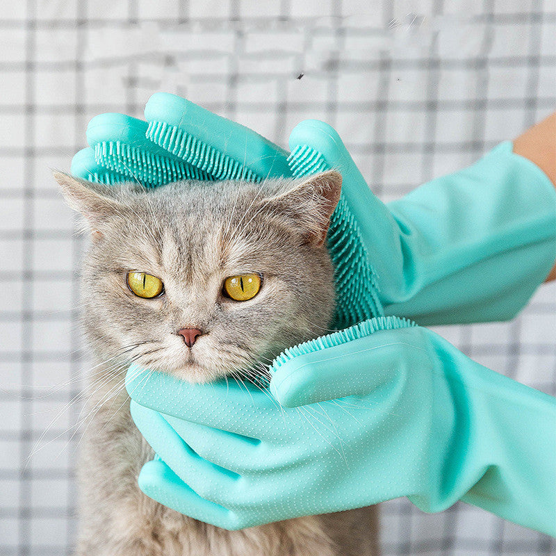 Luva de Banho de Silicone com Cerdas para Cães e Gatos