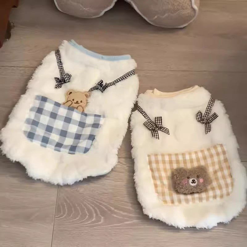 Roupa de Fleece Quentinha Anti-pelos para Gatos - Outono e Inverno