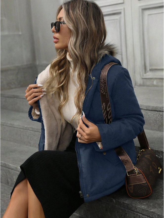 Parka com Capuz e Cintura Marcada Acolchoada e Isolante - Casaco de Inverno