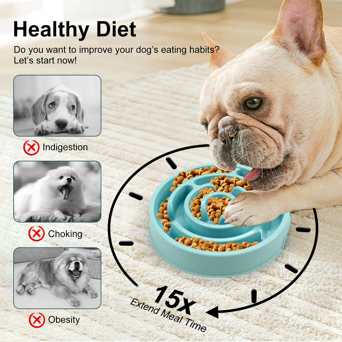 Tigela de Silicone Quebra-cabeça de Alimentação Lenta Anti-engasgo para Cães