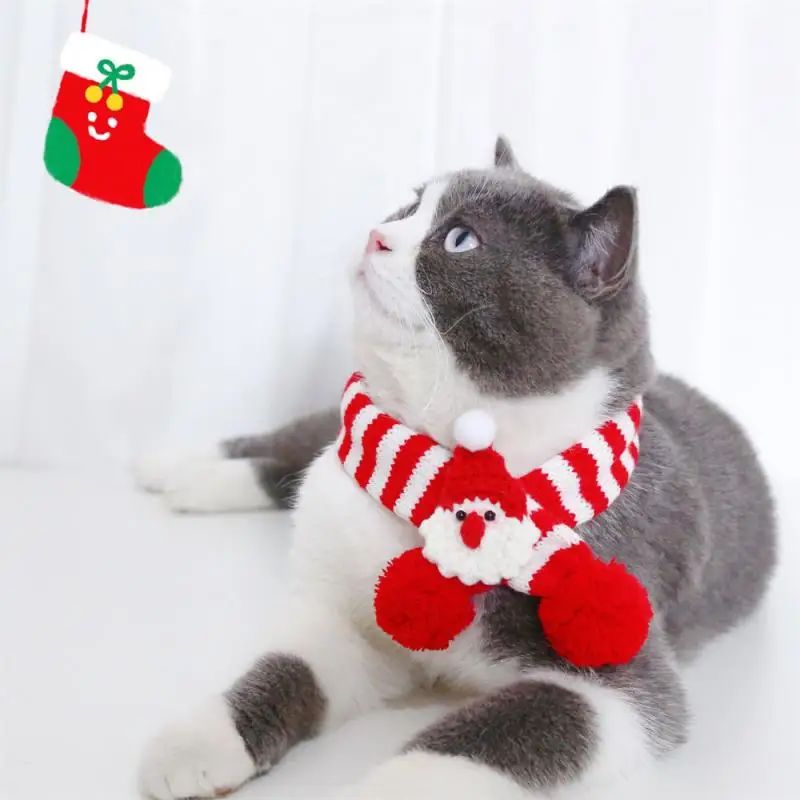 Cachecol de Tricô Ajustável de Natal para Filhotes e Gatos