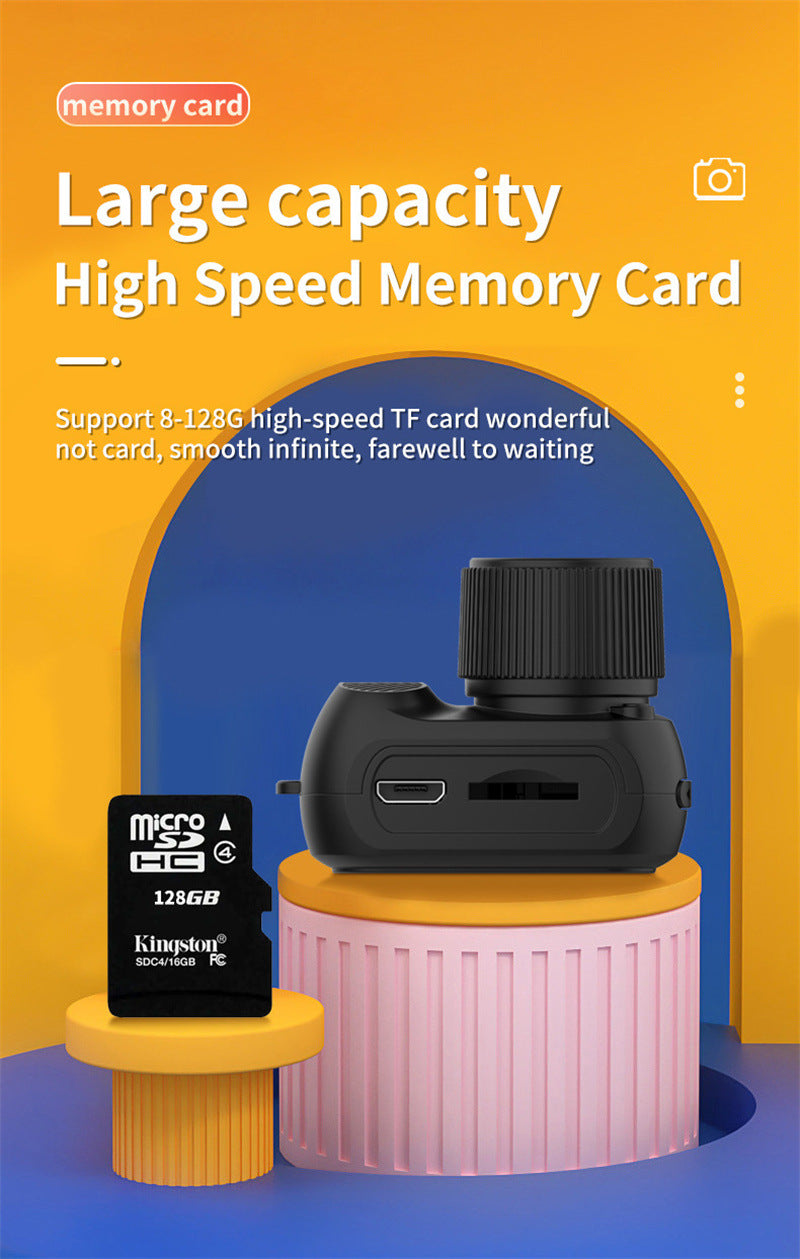 Mini Câmera Retrô com Tela, 1080p HD, Portátil e Muito Pequena, para Uso Interno e Externo, Presente