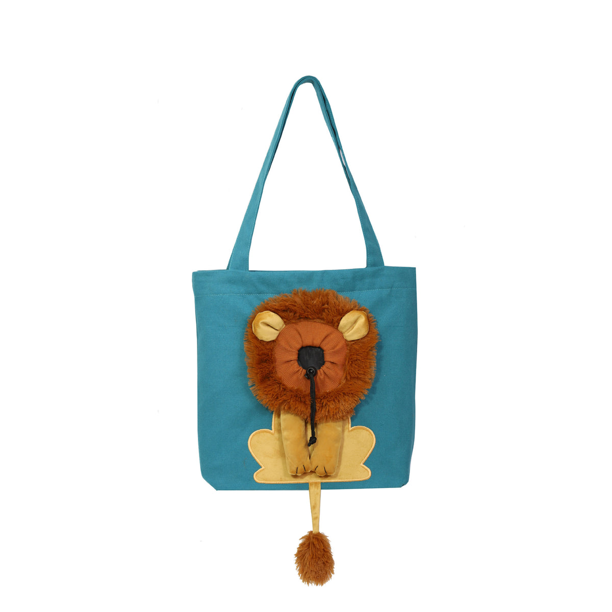 Bolsa de Transporte Macia em Formato de Leão para Gatos e Cães, com Zíperes de Segurança