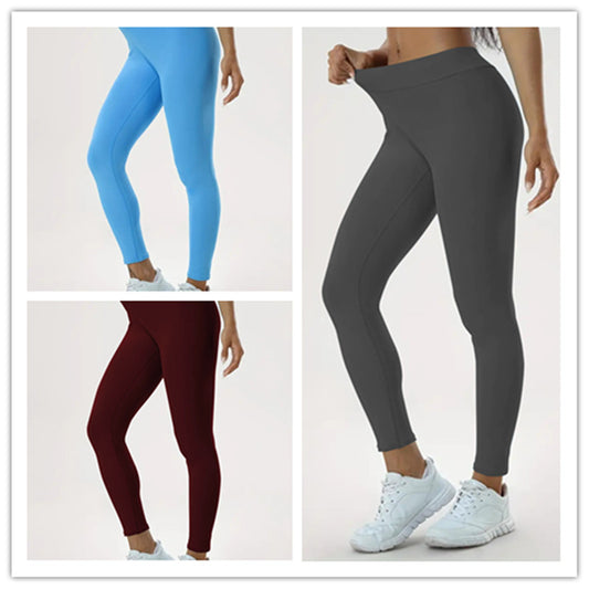 Calça Feminina de Yoga de Cintura Alta, Muito Elástica, Justa para Fitness