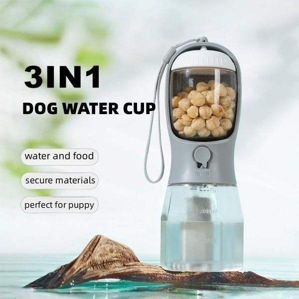 Copo de Água 3 em 1 para Pets com Saco de Lixo - Portátil