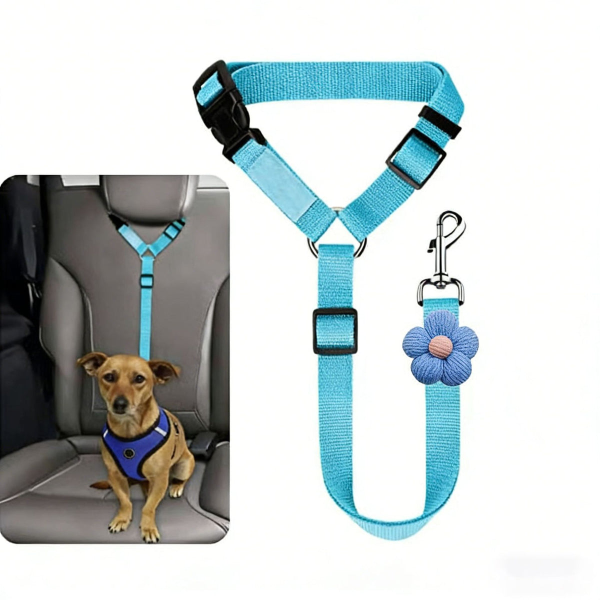 Guia Elástica Refletiva com Argola para Cães no Carro